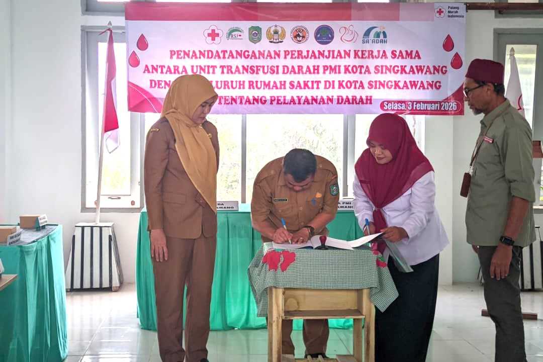 PMI Singkawang dan Rumah Sakit Singkawang Teken MoU, Sekda: Jangan Ada Lagi Pasien Sulit Dapat Donor