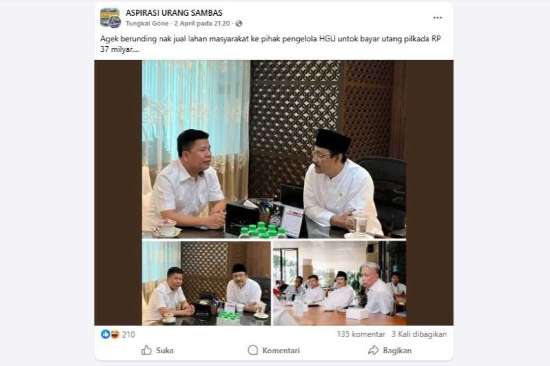 Hoaks: Bupati Satono Difitnah Jual Lahan Warga untuk Bayar Utang Pilkada Rp37 Miliar