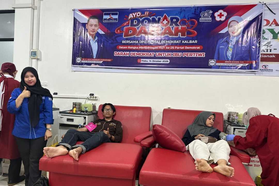 Instruksi DPP Digelar Serentak, Ermin Elviani Pimpin Aksi Donor Darah Demokrat Kalbar